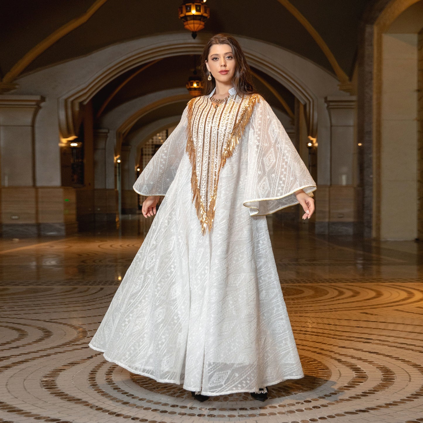 Robe de soirée de Festival arabe dubaï, en maille brodée, à paillettes, moyen-orient