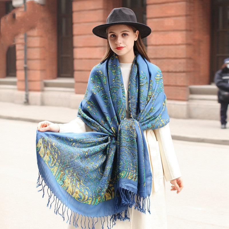 Women's Long Woolen Scarf For Autumn And Winter