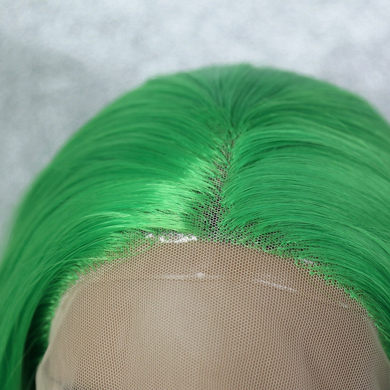 Perruque Lace Wig verte à grande vague pour femmes, couvre-chef en Fiber chimique