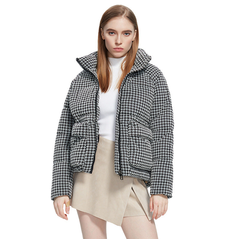 Manteau court en coton à fermeture éclair pour femmes