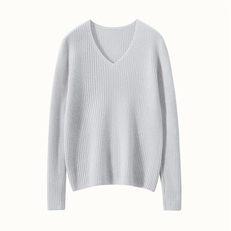 Sunken Stripe Thread Knitted Bottoming Sweater Female