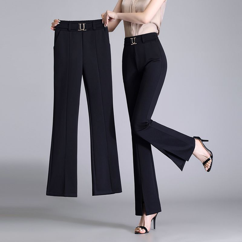 Pantalon court large et long décontracté taille haute pour femme