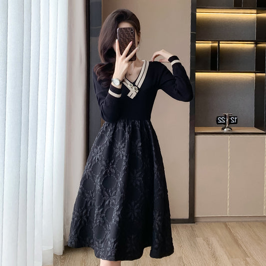 Women's Waist Slimming And Fashionable Stitching Dress