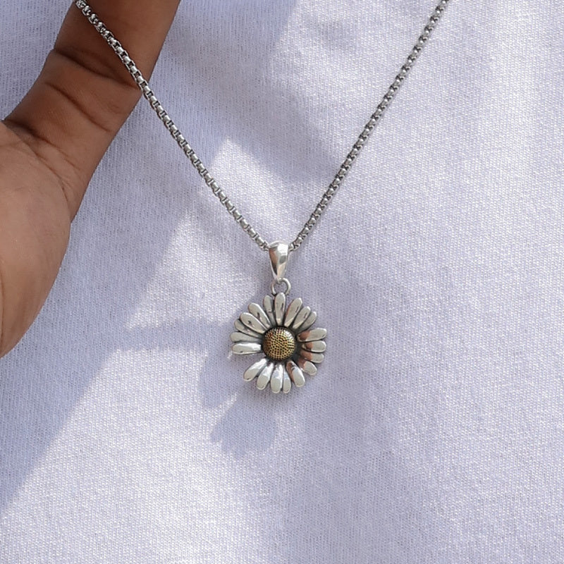 Collier chrysanthème en argent sterling avec pendentif assorti