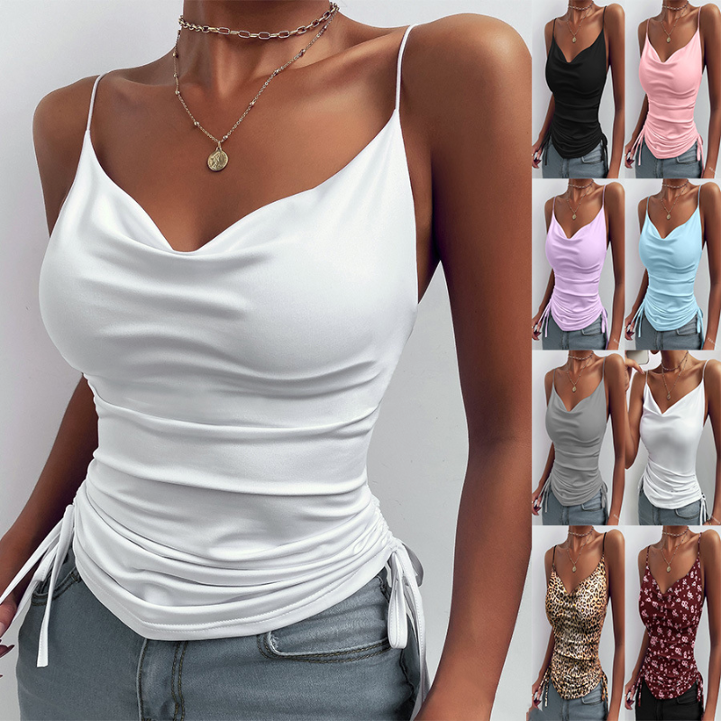 Tops con tirantes finos, camisola con cuello en V, ropa de verano para mujer