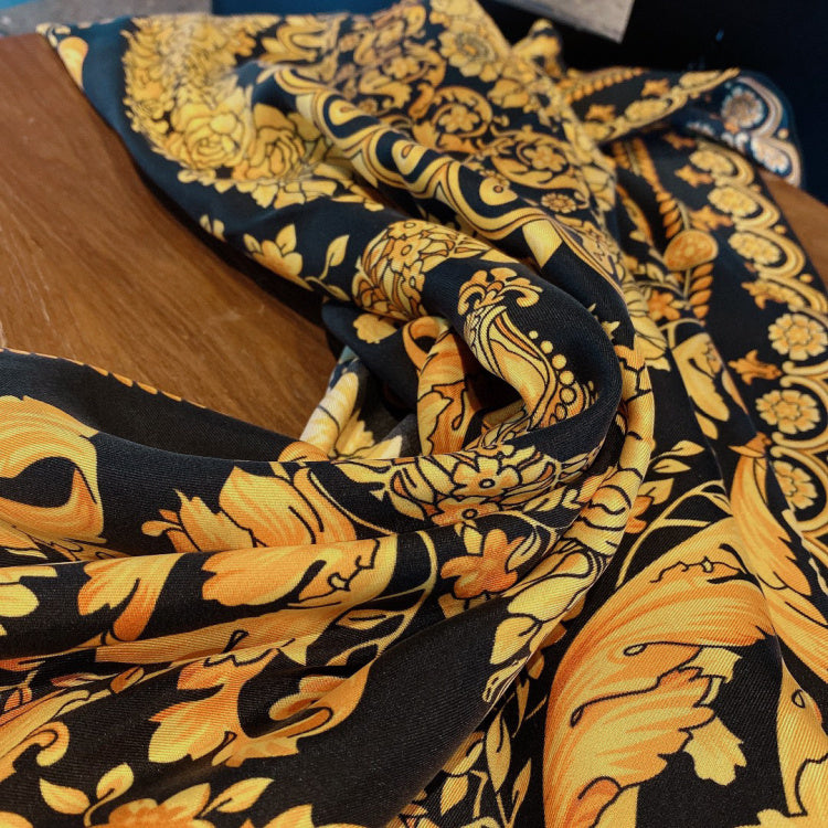 Golden Swallowtail  Silk Curled Sand-washed Twill Scarf