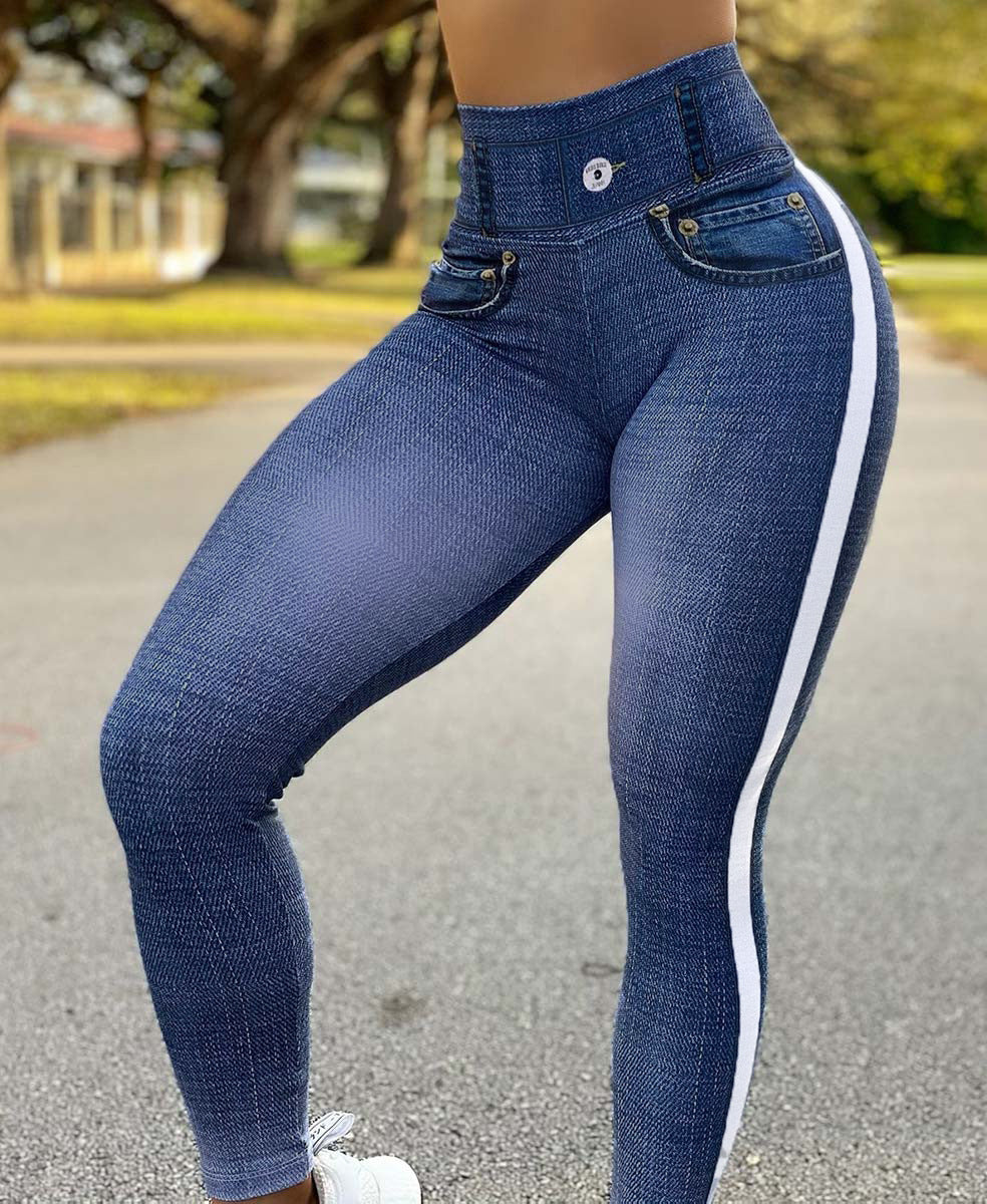 Women's Quick-drying Skinny Running Imitation Denim Yoga Pants