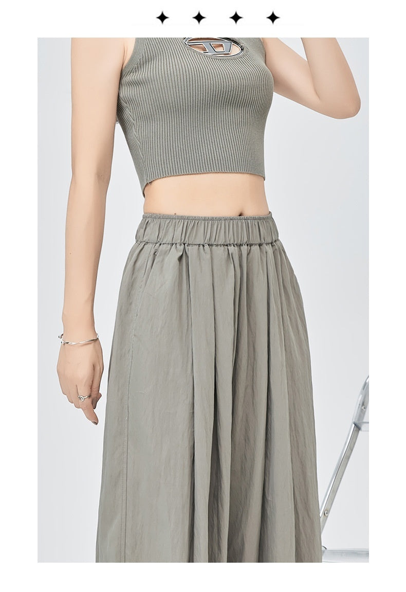 Casual Loose All-matching Summer New Gray Tencel Wide-leg Pants Women