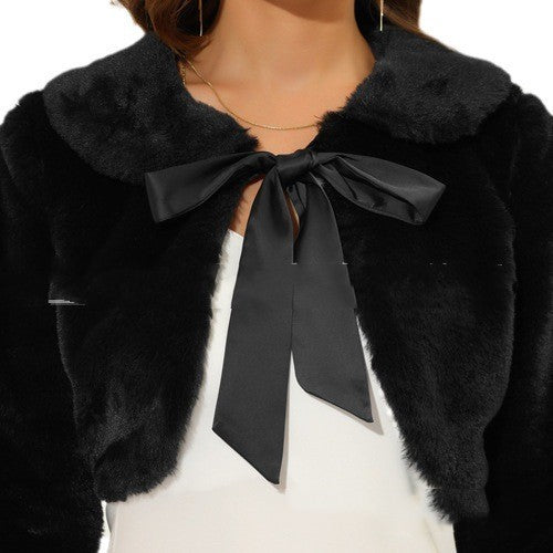 Fur Coat For Women Lapel Bow