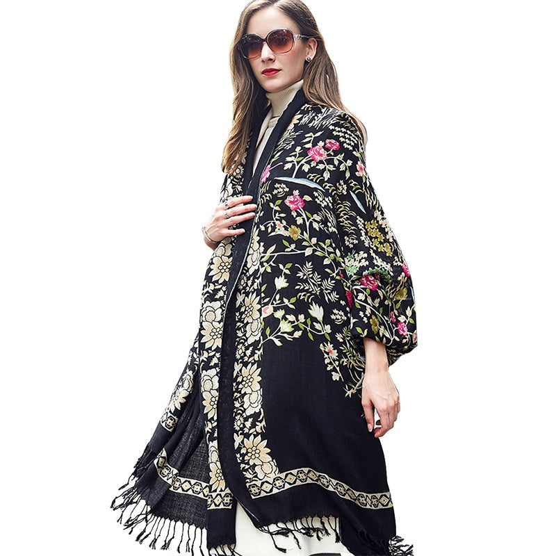 Wool Shawl Ladies Long Travel Cape