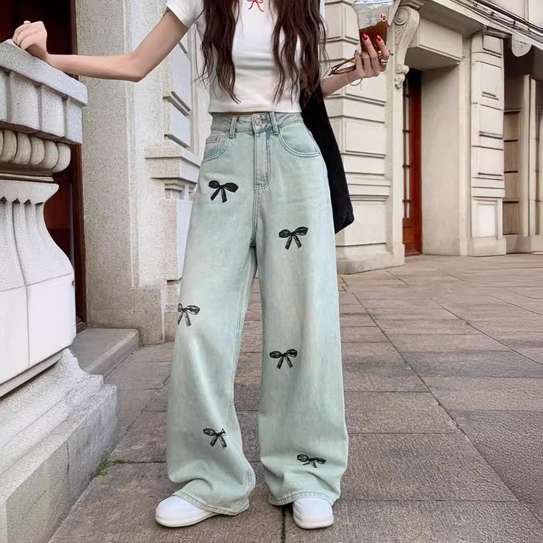 Women's Thin Loose Wide Leg Bow Trousers