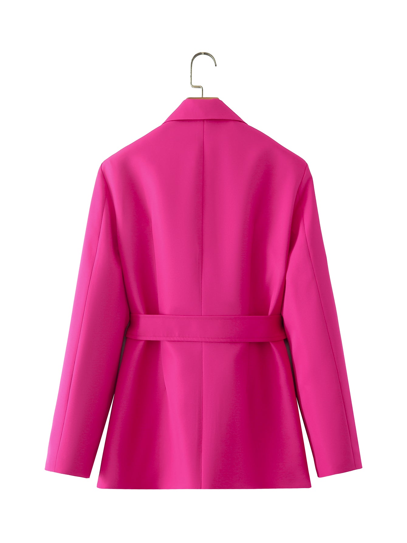 Vêtements pour femmes Blazer de bureau à lacets de couleur unie avec col et fermeture éclair Blazer rose rouge