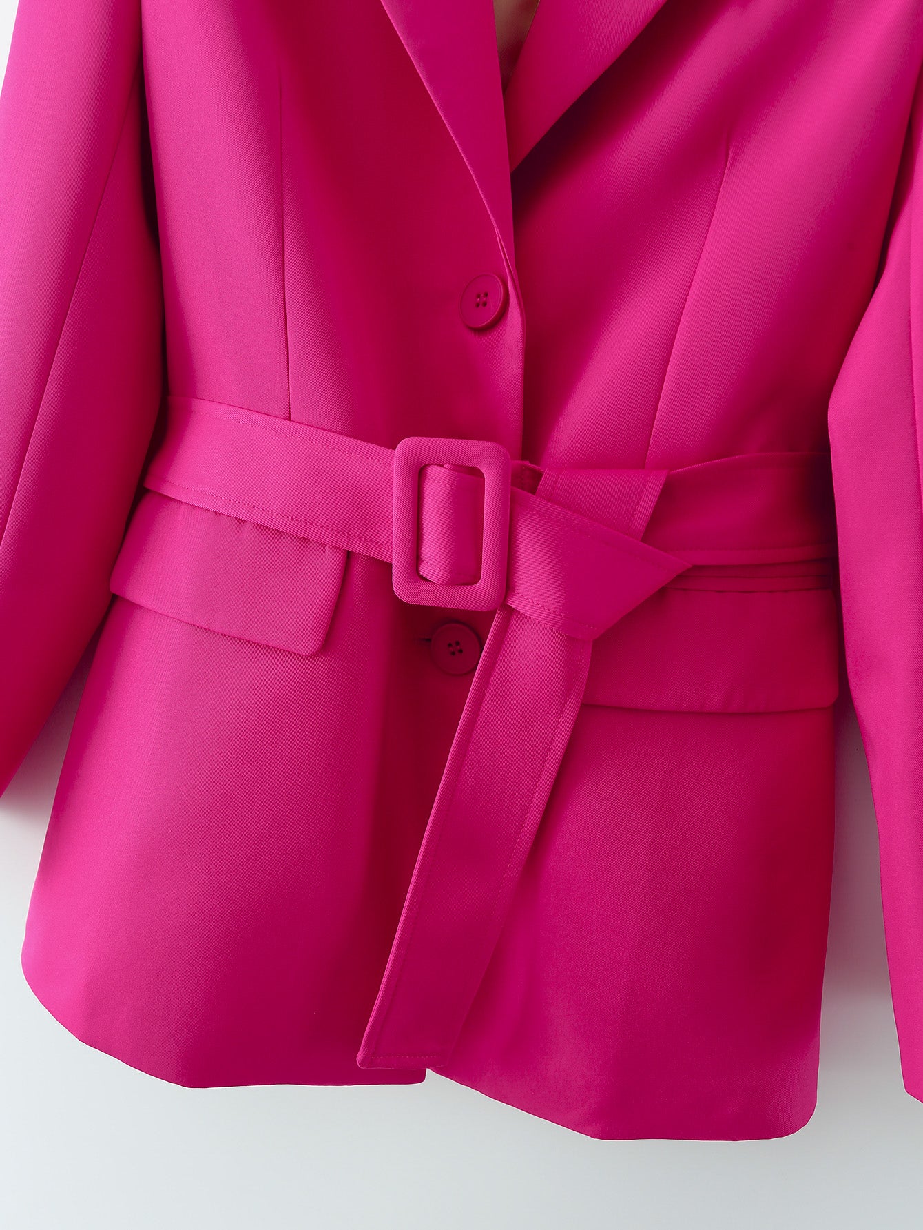 Vêtements pour femmes Blazer de bureau à lacets de couleur unie avec col et fermeture éclair Blazer rose rouge