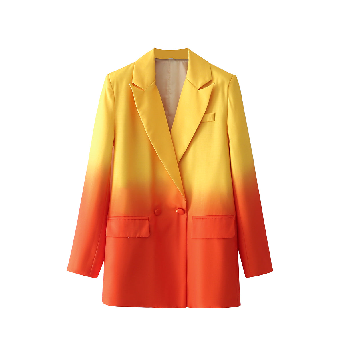 Blazer à col sur mesure printemps-automne avec impression spéciale multicolore élégante pour femme