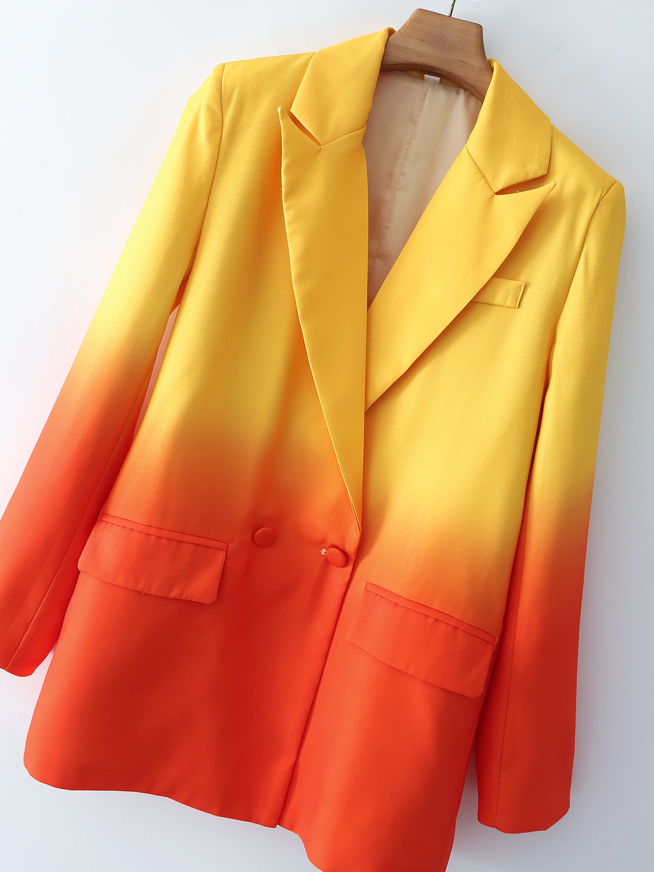 Blazer à col sur mesure printemps-automne avec impression spéciale multicolore élégante pour femme