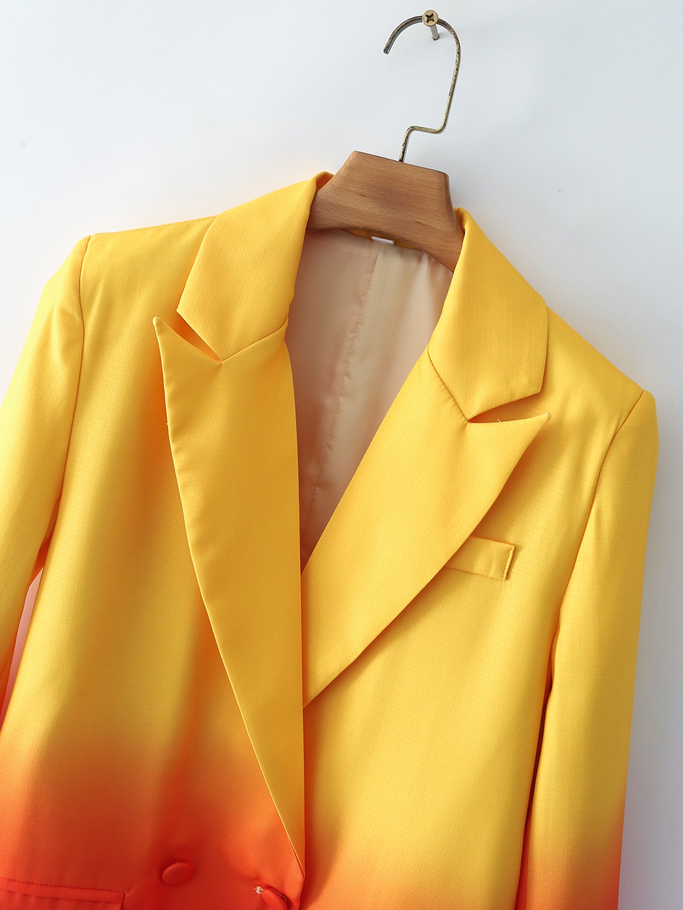 Blazer à col sur mesure printemps-automne avec impression spéciale multicolore élégante pour femme