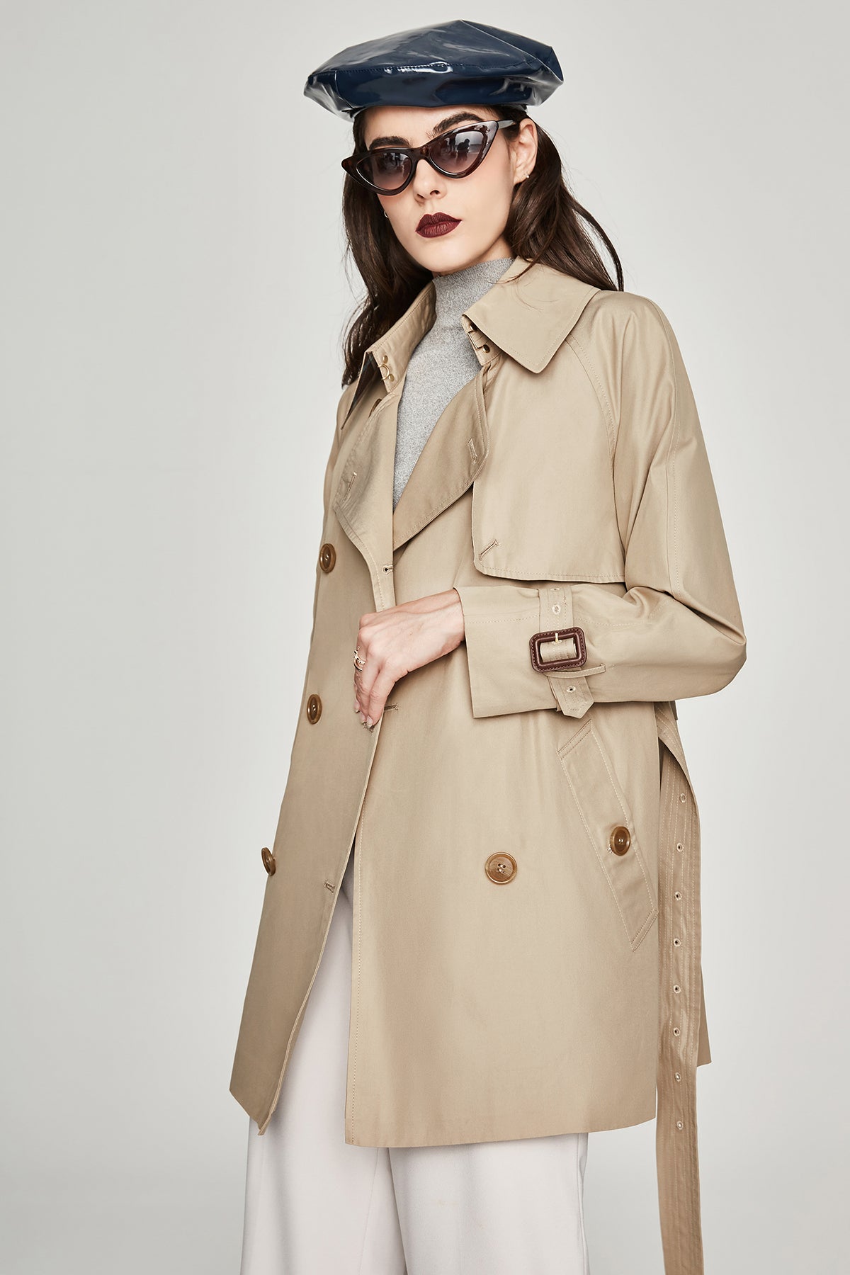 Trench Coat femmes mi-long coréen printemps automne Chic ample petit Trench Coat femmes caméléon