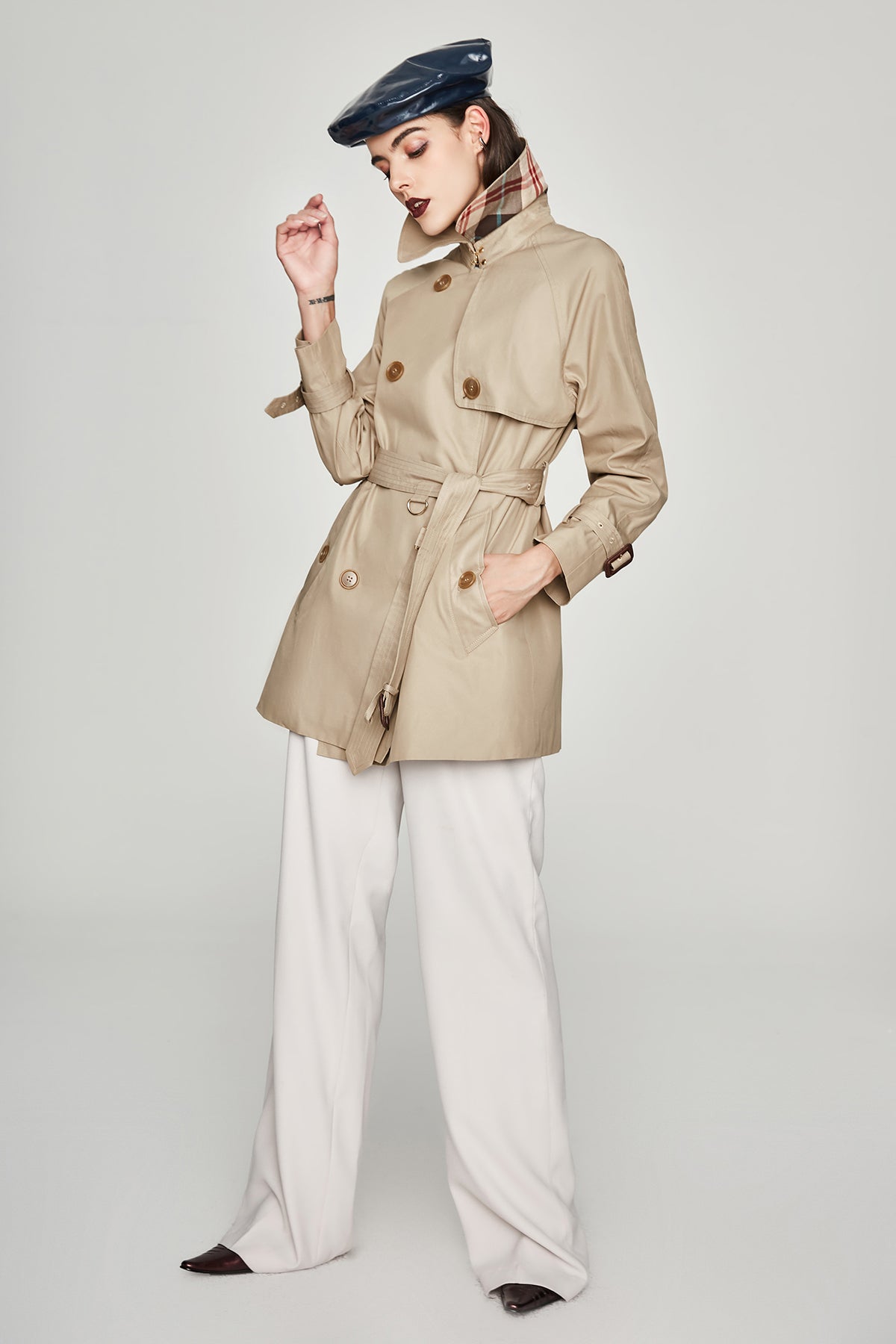 Trench Coat femmes mi-long coréen printemps automne Chic ample petit Trench Coat femmes caméléon