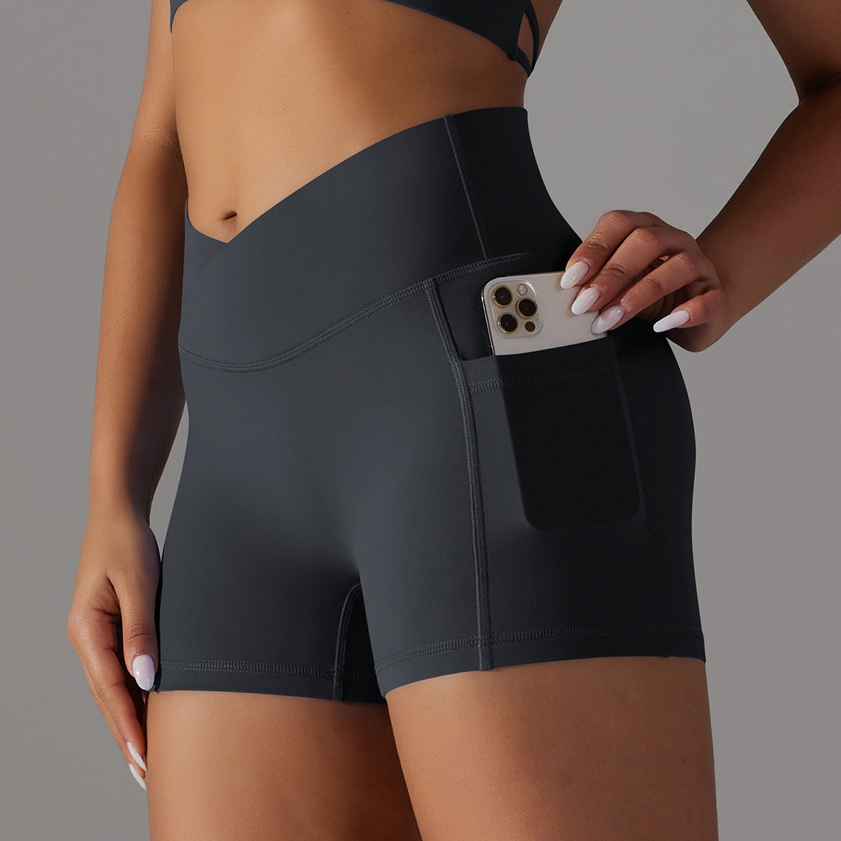 Short de Yoga avec poche pour téléphone, pantalon de sport, Fitness, vêtements pour femmes