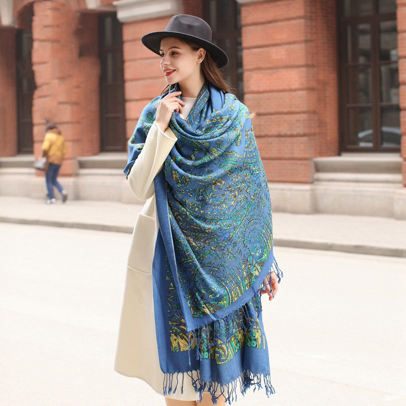 Women's Long Woolen Scarf For Autumn And Winter