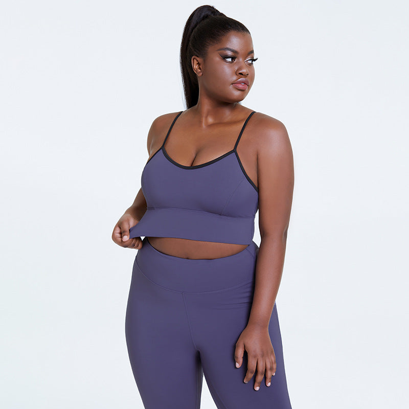 Vêtements de Yoga pour femmes, grande taille, couleur unie, soutien-gorge, pantalon de levage des hanches, costume de musculation