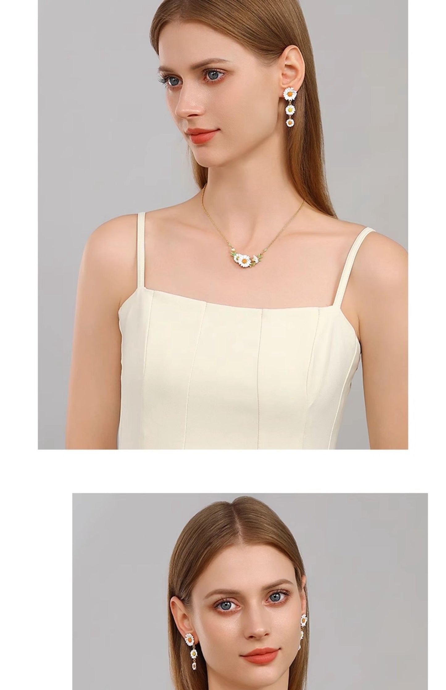 Collar de jardín para mujer con cadena de clavícula de crisantemo blanco