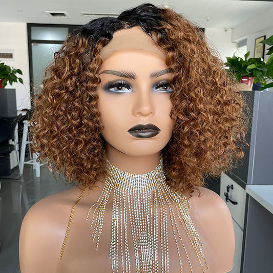 Comercio electrónico transfronterizo exclusivamente para peluca de encaje de cabello humano Ombre Curly Bobo1b30