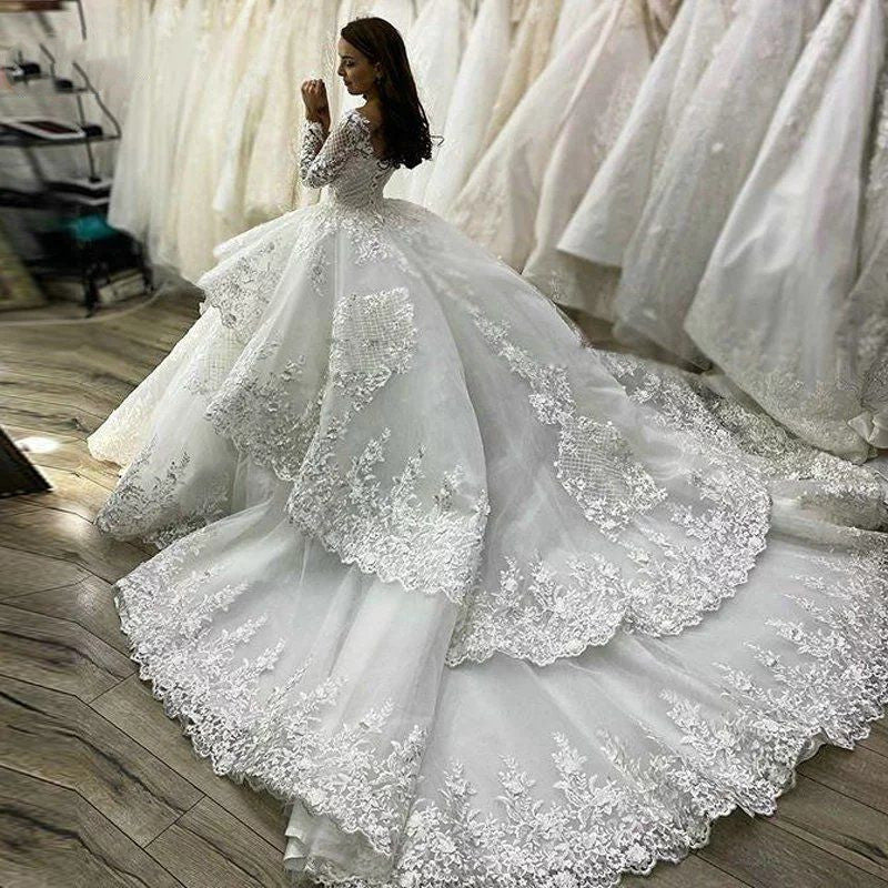 Vestido De Novia De Encaje Con Hombros Descubiertos