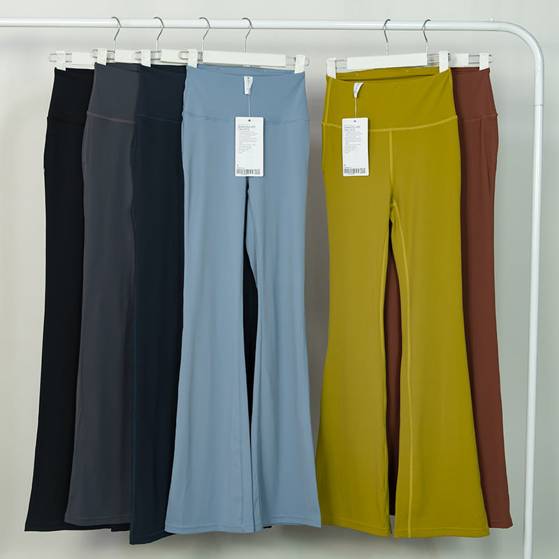 Pantalon à fond cloche pour femme, taille haute, serré, sport, Yoga