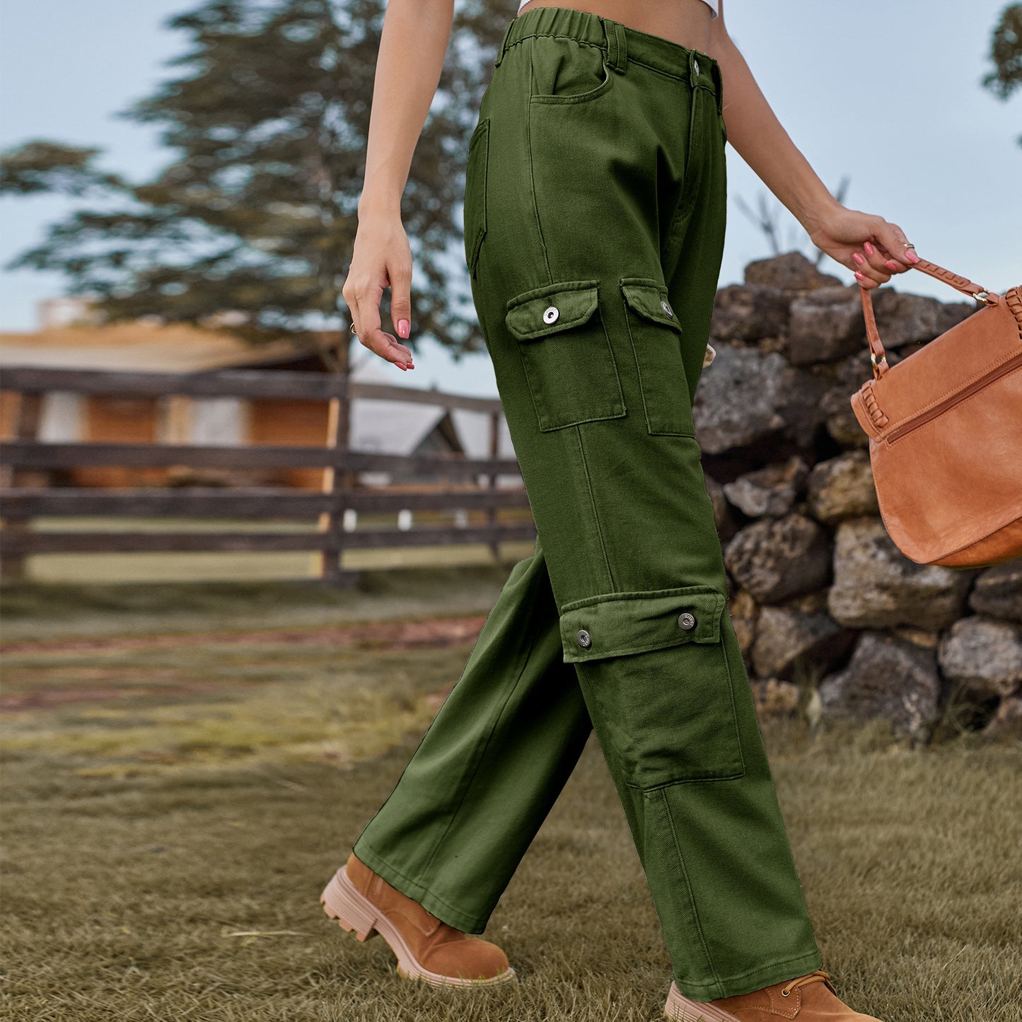 Pantalon décontracté de travail en denim de personnalité de conception semi-élastique lavée américaine