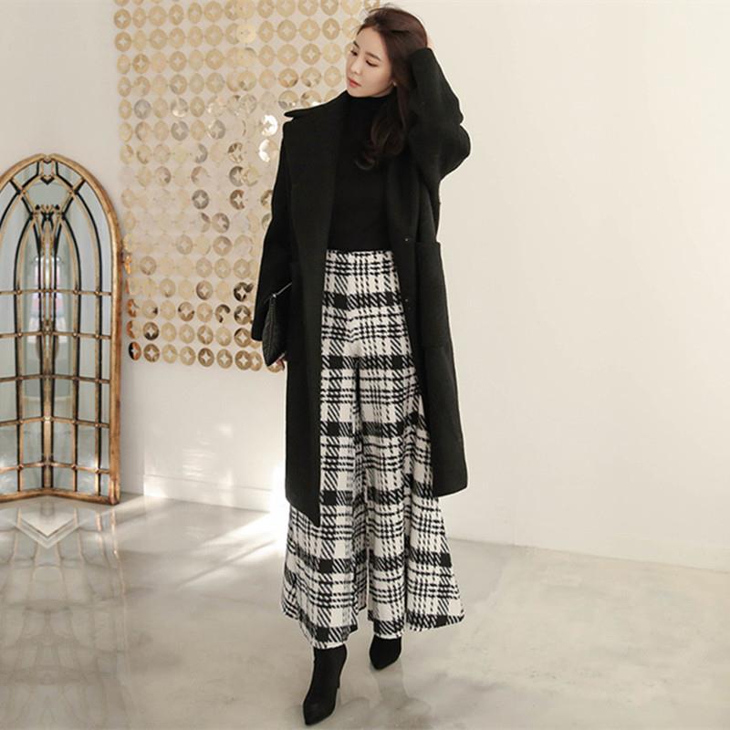 Temperament Black And White Houndstooth Slim-fit Wide-legged Pants