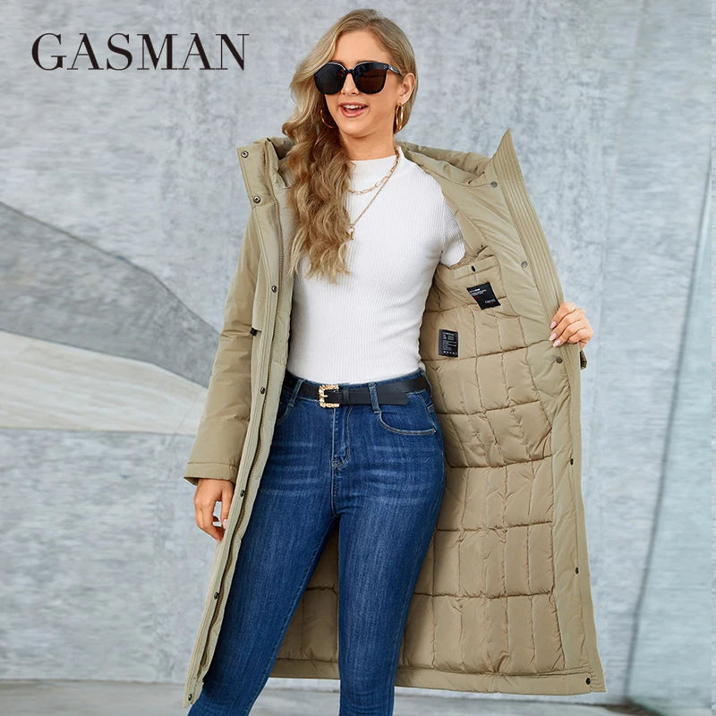 GASMAM Chaqueta de Invierno para Mujer, Parkas ajustadas con Capucha y Bolsillo con diseño de Cordones y Cremallera clásica y cálida, Abrigo para Mujer GM-82160