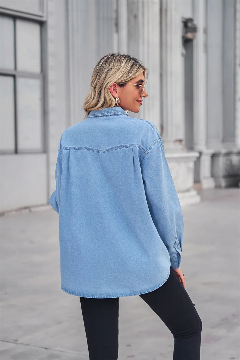 Chemises en Denim pour femmes, nouvelle mode automne/hiver 2022, coupe cintrée, manches longues, manteau en jean fin, vêtements féminins décontractés, S-XL, livraison directe