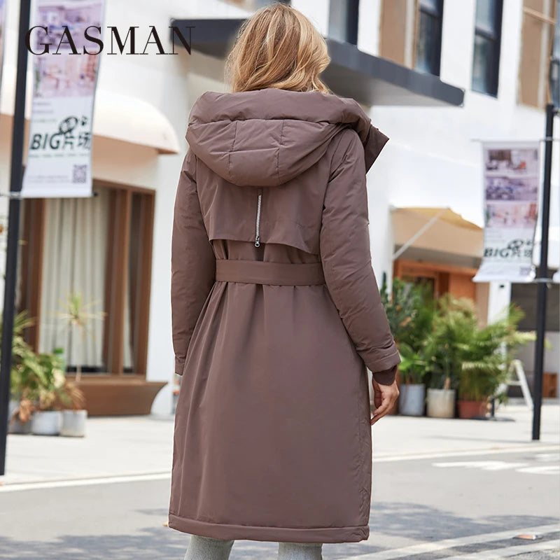 GASMAM Chaqueta de Invierno para Mujer, Parkas ajustadas con Capucha y Bolsillo con diseño de Cordones y Cremallera clásica y cálida, Abrigo para Mujer GM-82160