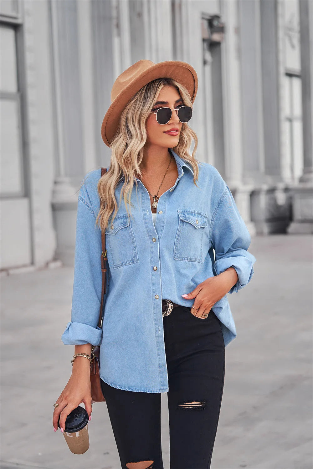 2022 Fall/Winter New Fashion Denim Shirts For Women Slim Fit Long Sleeve Thin Jeans Coat Casual Female Clothing S-XL Drop Ship