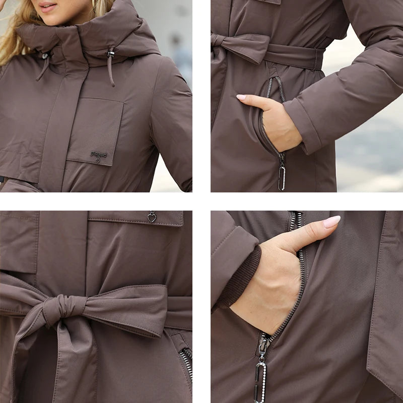 GASMAM Chaqueta de Invierno para Mujer, Parkas ajustadas con Capucha y Bolsillo con diseño de Cordones y Cremallera clásica y cálida, Abrigo para Mujer GM-82160