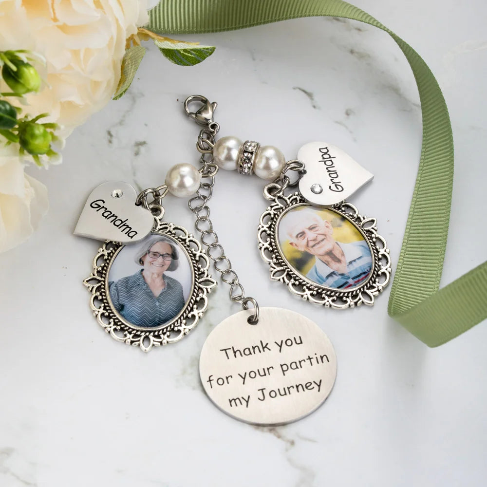 AILIN, envío directo, foto de ramo de novia personalizada, abalorio conmemorativo de acero inoxidable, recuerdos de boda, ramos, regalos de joyería