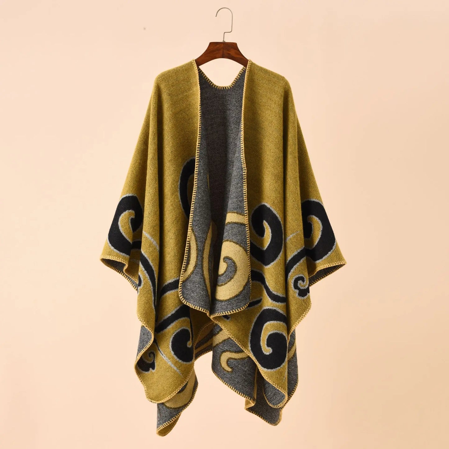 Ethnic Bohemian Geometric Shape Plus Size Imitation Cashmere Split Shawl Cloak Infinity Scarf Designer Scarf Women Luxury 2022