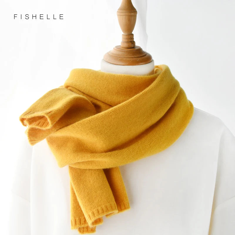 wool scarf women and men solid color winter warm knitted short thin scarves ladies adults scarf kids Christmas new year gift