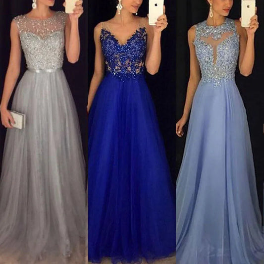 2020 mujeres gasa larga encaje noche fiesta Formal vestido de baile vestido de dama de honor vestidos largos florales de encaje