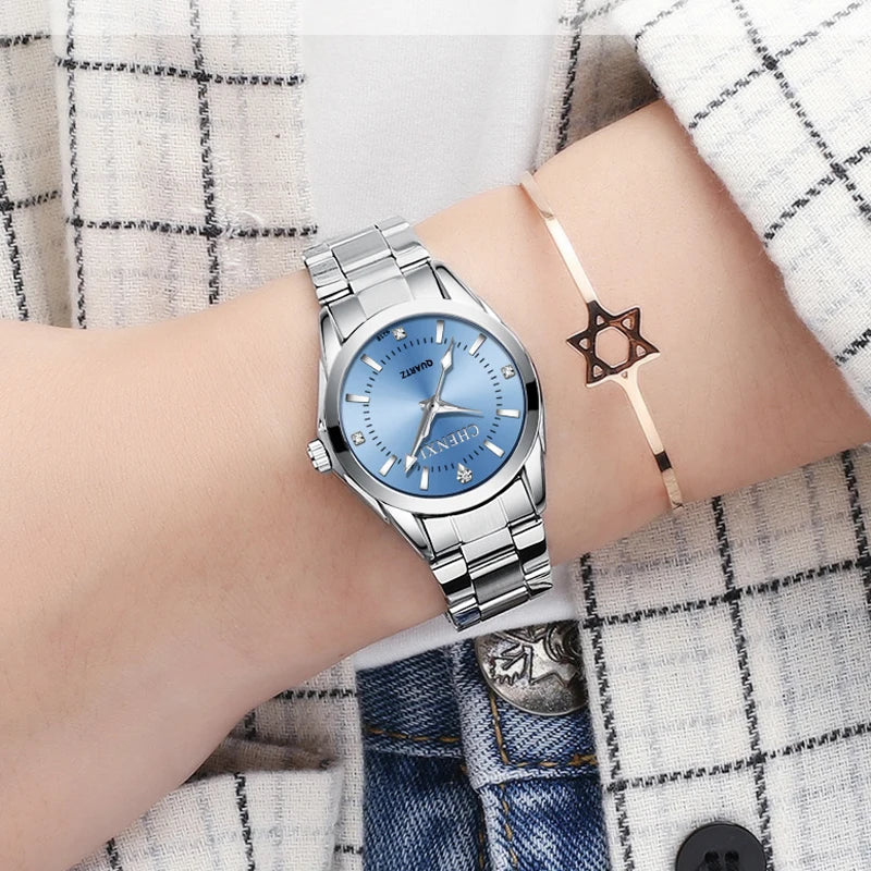 Reloj marca CHENXI en 6 colores, relojes informales de lujo para mujer, reloj resistente al agua, reloj de pulsera con diamantes de imitación para mujer CX021B