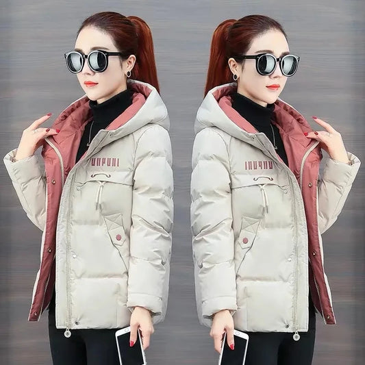 2023 New Cotton Women's Down Jacket Hooded Cardigan  Loose Solid Parkas Female Jacket Long Coat Slim Warm Outwear