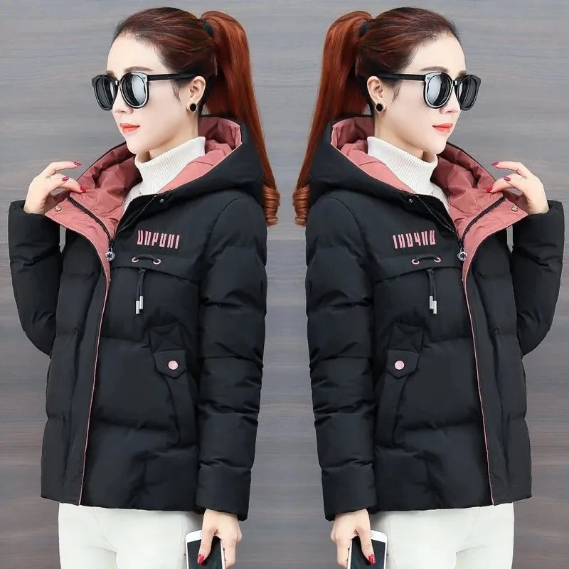 2023 New Cotton Women's Down Jacket Hooded Cardigan  Loose Solid Parkas Female Jacket Long Coat Slim Warm Outwear