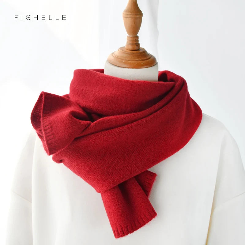 wool scarf women and men solid color winter warm knitted short thin scarves ladies adults scarf kids Christmas new year gift