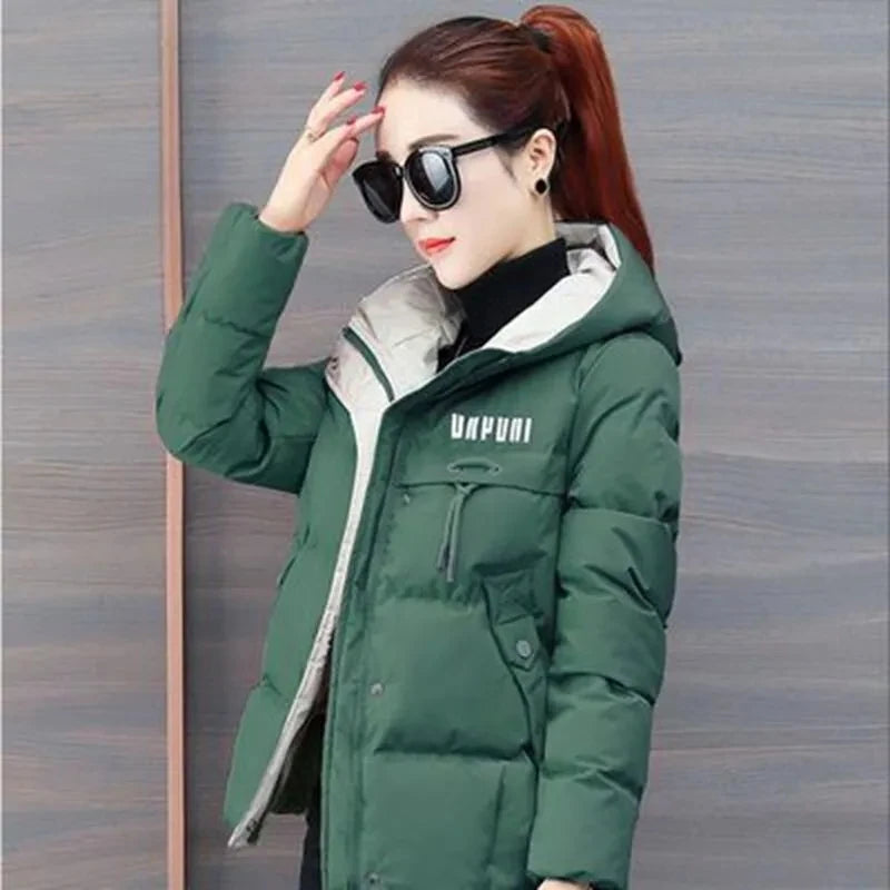 2023 New Cotton Women's Down Jacket Hooded Cardigan  Loose Solid Parkas Female Jacket Long Coat Slim Warm Outwear