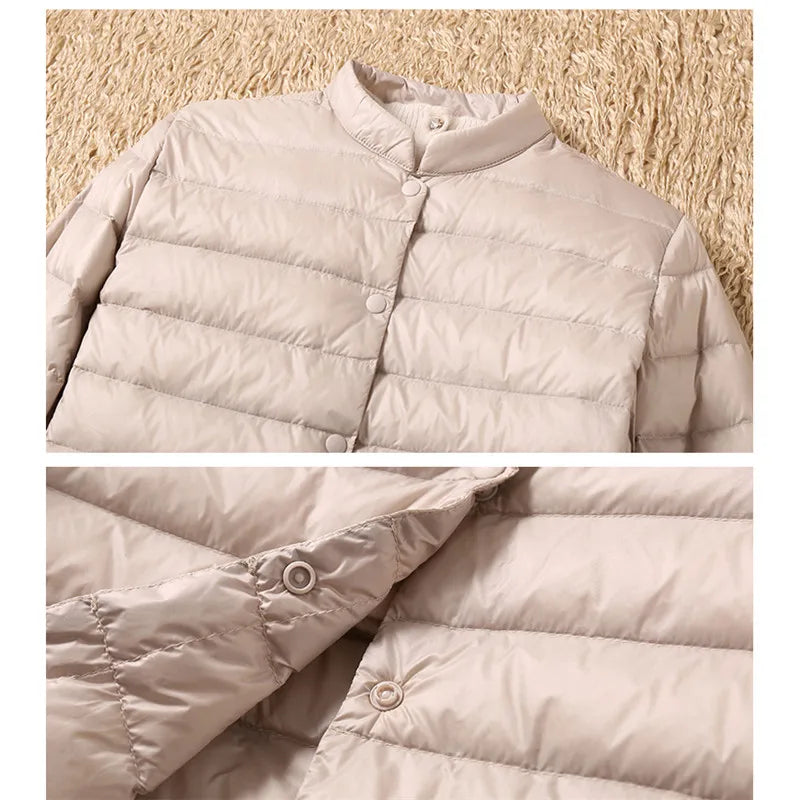 Manteau Long mi-long à simple boutonnage pour femme, Parka Ultra légère en duvet de canard blanc, vêtements d'extérieur, collection automne-hiver 2022, SE593