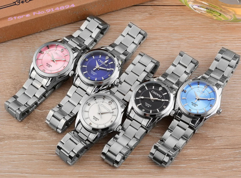 Reloj marca CHENXI en 6 colores, relojes informales de lujo para mujer, reloj resistente al agua, reloj de pulsera con diamantes de imitación para mujer CX021B