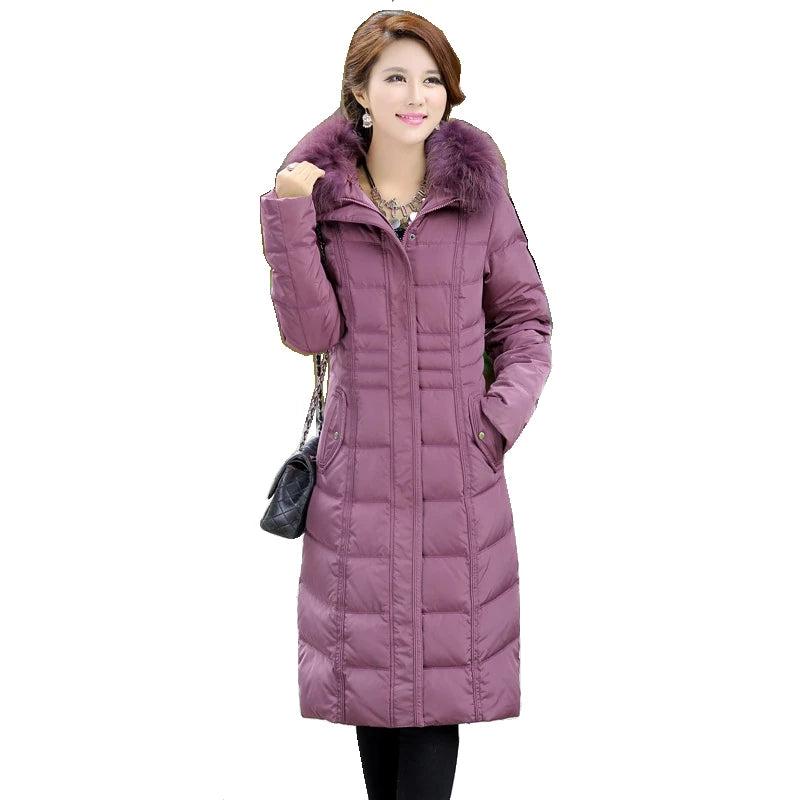 Doudoune femme hiver manteau chaud grande taille blanc canard doudoune longue Parkas pour mère vêtements vêtements d'extérieur livraison gratuite