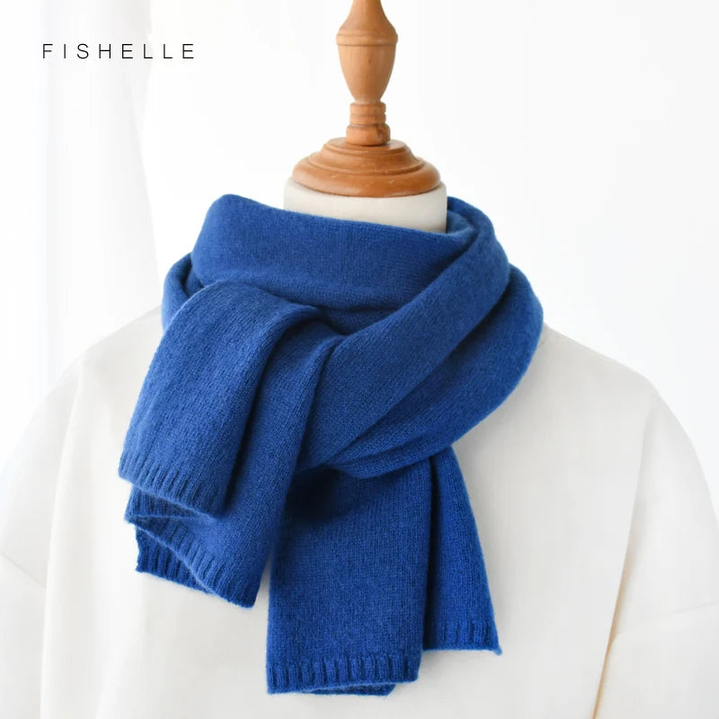 wool scarf women and men solid color winter warm knitted short thin scarves ladies adults scarf kids Christmas new year gift