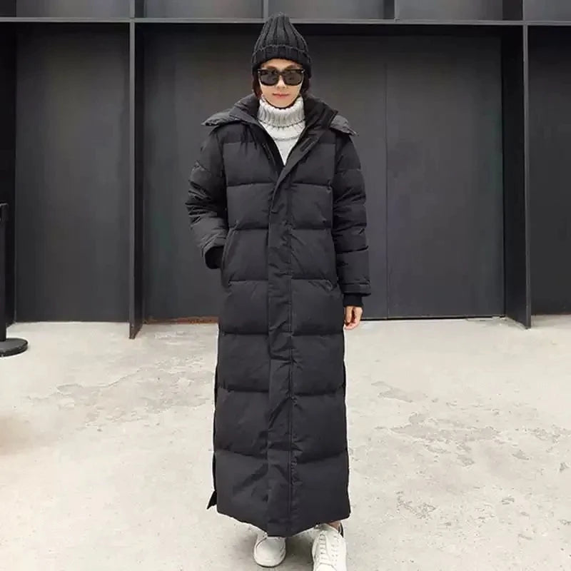 Super Long Padded Cotton Jacket Women 2023 New Korean Over-The-Knee  Fashion Parkas Winter Female  Thick Black Down Cotton Coat